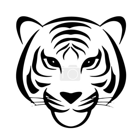 Diseño de cara de tigre abstracto, estilo de arte de línea, ilustración vectorial aislada sobre fondo blanco.
