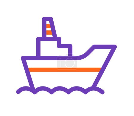 Ilustración de Una vibrante ilustración vectorial de un buque de carga en el mar, ejecutado en un estilo plano moderno, adecuado para temas relacionados con el transporte, el envío y la logística. - Imagen libre de derechos