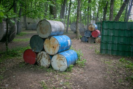 Photo for Polygon for playing paintball in the forest area - Royalty Free Image