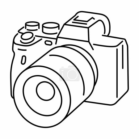 Téléchargez les illustrations : Appareil photo numérique sans miroir avec objectif optique - en licence libre de droit
