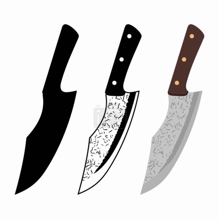 Téléchargez les illustrations : Sharp Damascus steel knife with a handle - en licence libre de droit