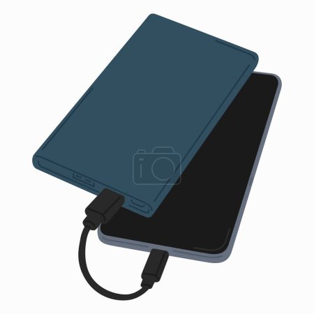 Illustration for Mobile smartphone charging from a portable power bank - Royalty Free Image