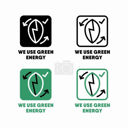 Illustration for We use green energy vector information sign - Royalty Free Image