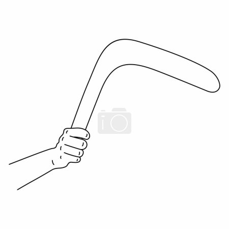 Téléchargez les illustrations : Main tient un boomerang incurvé plat - en licence libre de droit