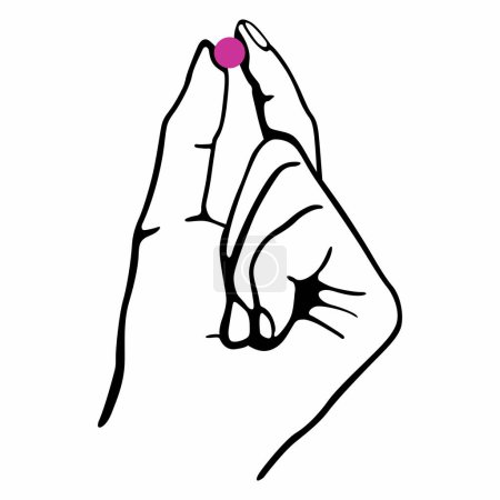 Ilustración de Pequeña cosa en la mano entre los dedos - Imagen libre de derechos