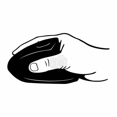 Téléchargez les illustrations : Main humaine tenant une souris verticale - en licence libre de droit