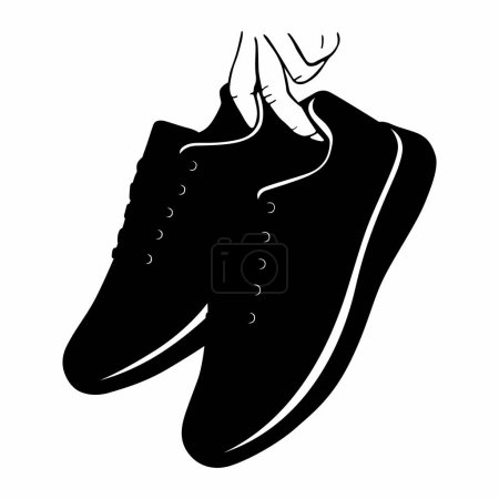 Illustration for Pair of sneakers hanging on two fingers - Royalty Free Image