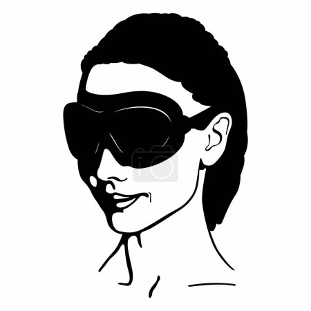 Ilustración de Mujer joven en una máscara de natación y buceo - Imagen libre de derechos