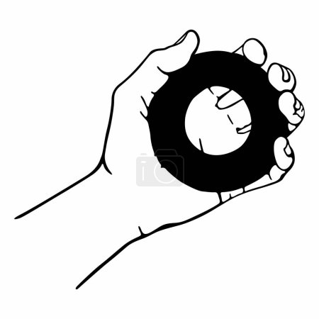 Illustration for Hand squeezes rubber round carpal expander - Royalty Free Image