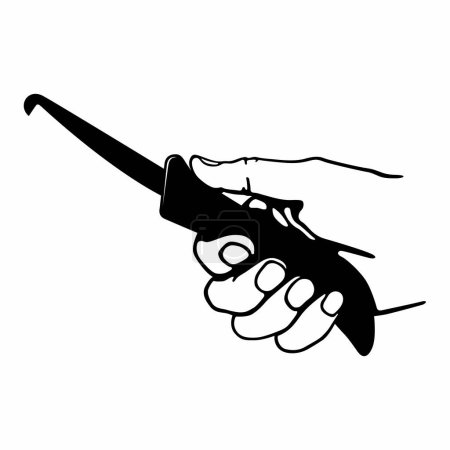 Illustration for Hook nose scraper tool in hand - Royalty Free Image
