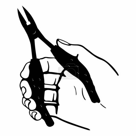 Ilustración de Herramienta cortadores en mano humana - Imagen libre de derechos