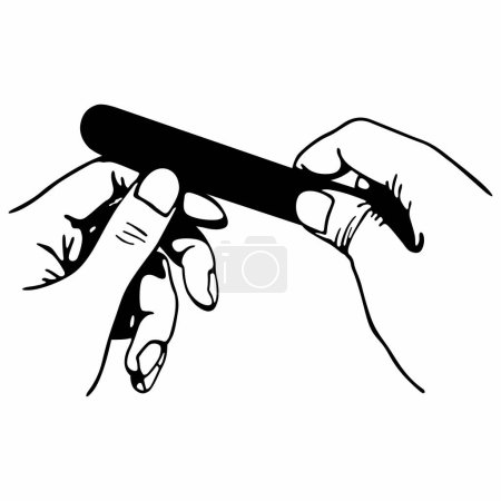Illustration for Hands doing manicure with nail file - Royalty Free Image