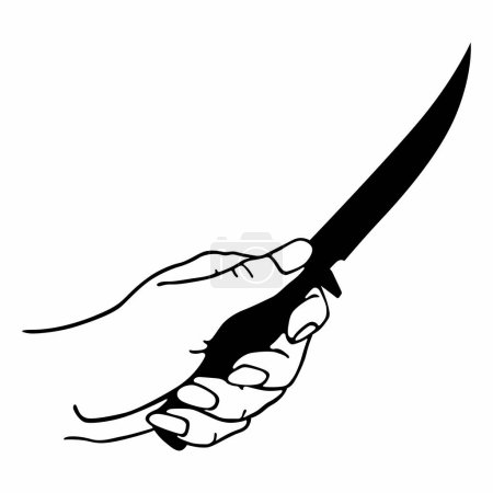 Téléchargez les illustrations : Couteau tranchant dans la main humaine - en licence libre de droit