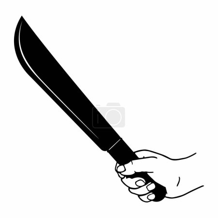 Ilustración de Machete cuchillo largo en la mano - Imagen libre de derechos