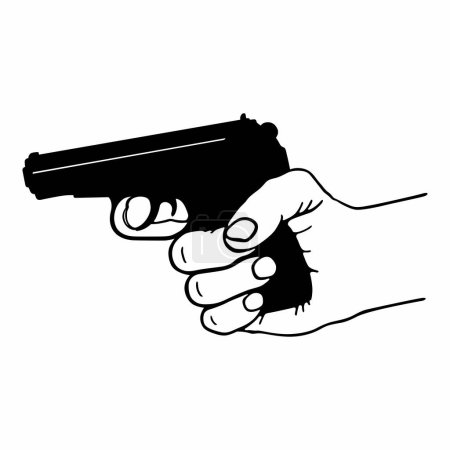 Téléchargez les illustrations : Pistolet automatique moderne à la main - en licence libre de droit