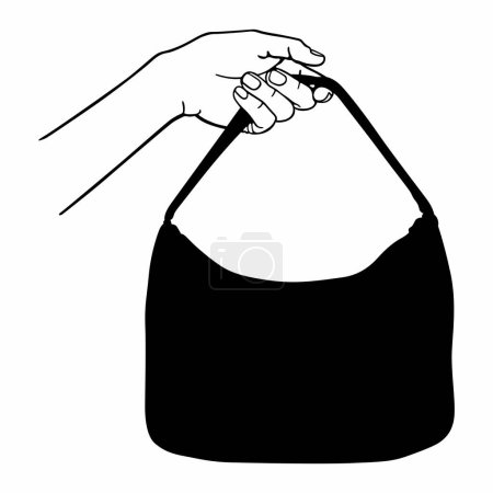 Téléchargez les illustrations : Main tient un sac à main de femmes à la mode - en licence libre de droit