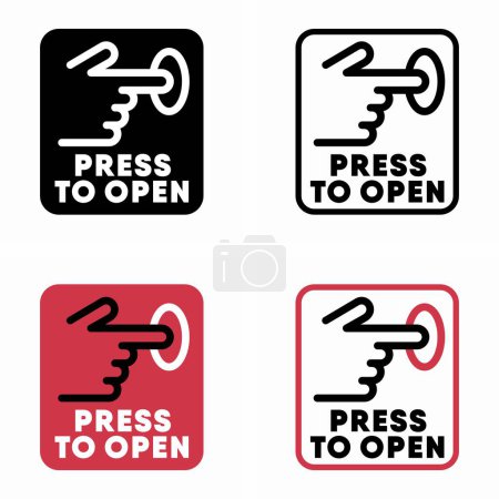 Illustration for Press to Open vector information sign - Royalty Free Image
