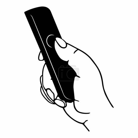 Illustration for Hand finger pushes the remote control button - Royalty Free Image