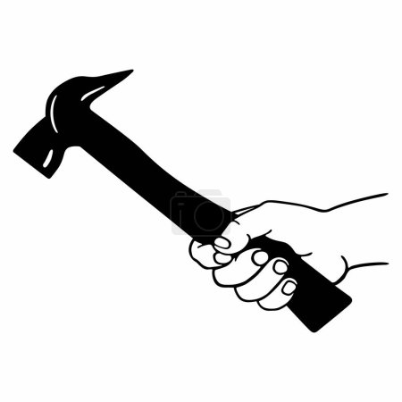 Illustration for Big hammer with a long handle in the hand - Royalty Free Image
