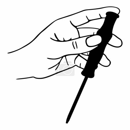 Ilustración de Mini destornillador de precisión en mano humana - Imagen libre de derechos