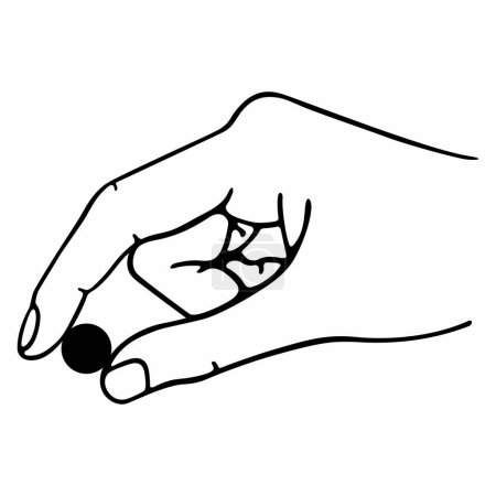 Illustration for Hand holds a small round pill - Royalty Free Image