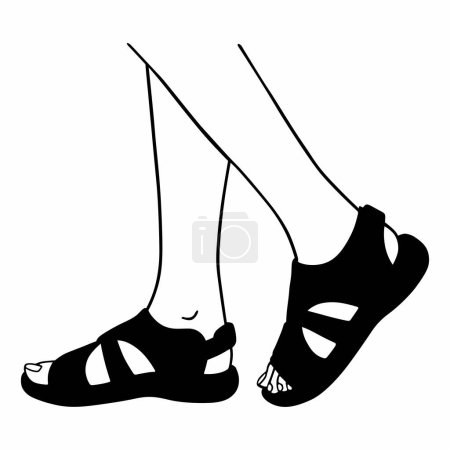 Téléchargez les photos : Chaussures d'été sandales sur pieds humains - en image libre de droit