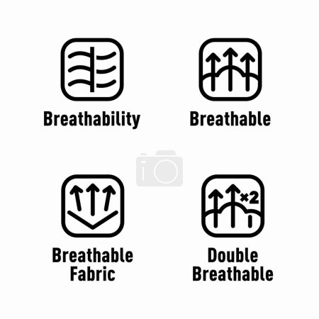 Ilustración de Transpirabilidad, tejido transpirable, transpirable, doble signo de información vectorial transpirable - Imagen libre de derechos