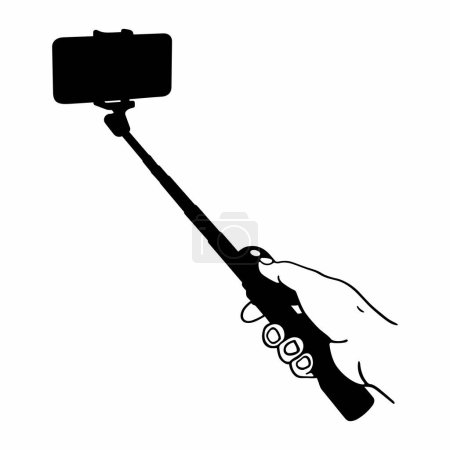 Ilustración de Mano sosteniendo un palo selfie - Imagen libre de derechos