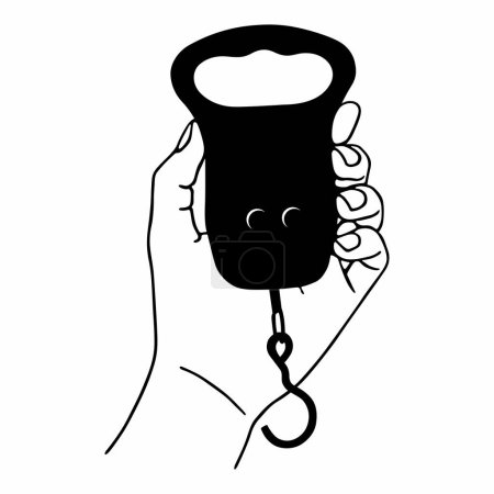 Illustration for Compact Dial Hanging Scales in hand - Royalty Free Image