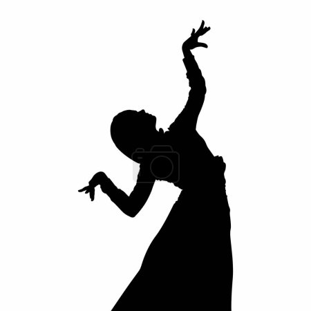 Illustration for Woman performs an expressive and temperamental Spanish dance - Royalty Free Image