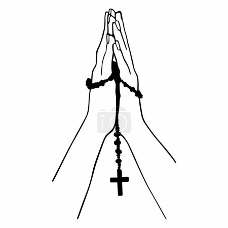Téléchargez les illustrations : Les mains priantes tenant une croix - en licence libre de droit