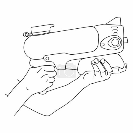 Téléchargez les photos : Les mains des enfants tiennent jouet pistolet à eau - en image libre de droit