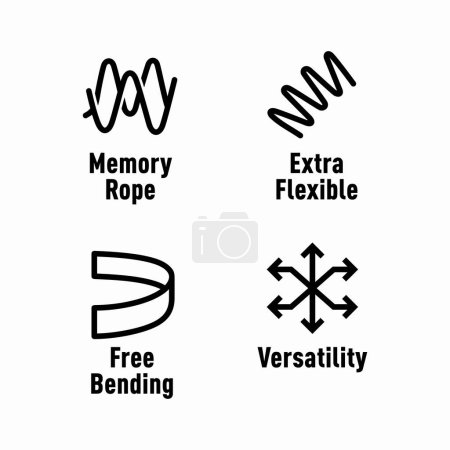 Ilustración de Cuerda de memoria, extra flexible, flexión libre, signos de información de versatilidad - Imagen libre de derechos