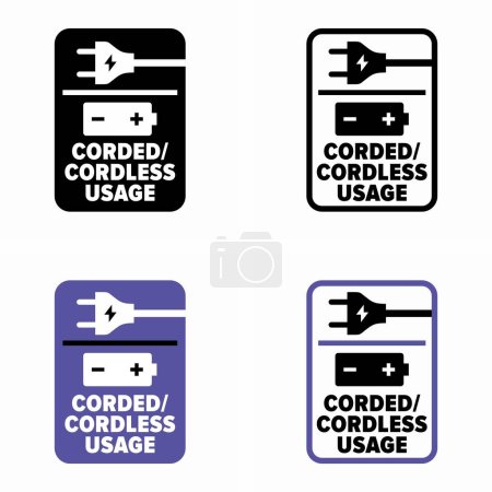Corded and Cordless Usage vector information sign