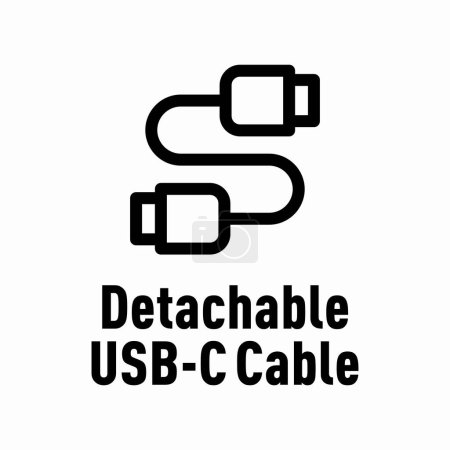 Detachable USB-C Cable vector information sign
