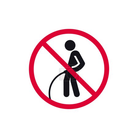 Illustration for No peeing on the floor prohibited sign, forbidden modern round sticker, vector illustration. - Royalty Free Image