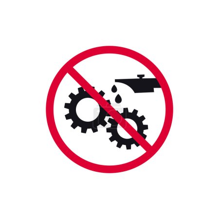 Illustration for Do not lubricate prohibited sign, do not repair or lubricate moving parts forbidden round sticker, vector illustration - Royalty Free Image