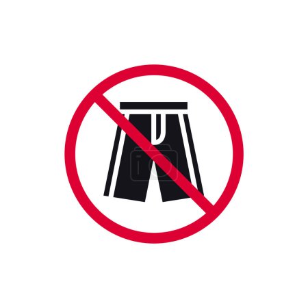 Illustration for No short prohibited sign, forbidden modern round sticker, vector illustration. - Royalty Free Image