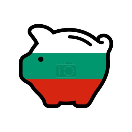 Illustration for Flag of Bulgaria, piggy bank icon, vector symbol. - Royalty Free Image