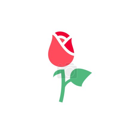 flor rosa icono o día de San Valentín, signo de vacaciones diseñado para la celebración, símbolo vectorial de moda estilo moderno.