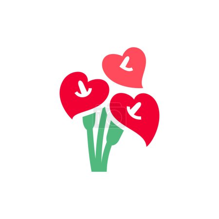 Calla flower icon or Valentines day symbol, holiday sign designed for celebration, vector trendy modern style.