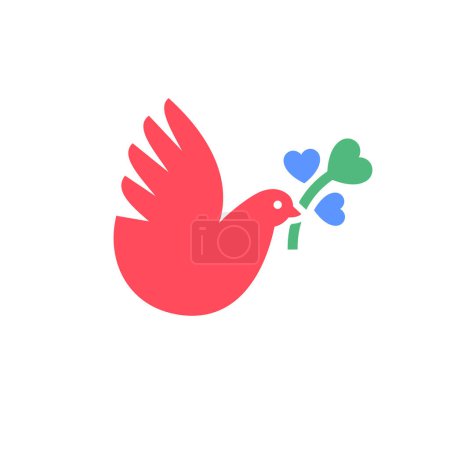 Pigeon icon or Valentines day symbol, holiday sign designed for celebration, vector trendy modern style.