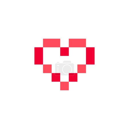 Heart pixeled icon or Valentines day symbol, holiday sign designed for celebration, vector trendy modern style.