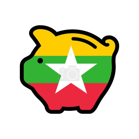 Flag of Burma, piggy bank icon, vector symbol.