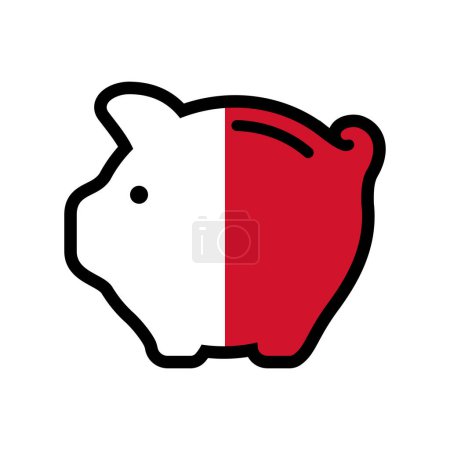 Flag of Malta, piggy bank icon, vector symbol.
