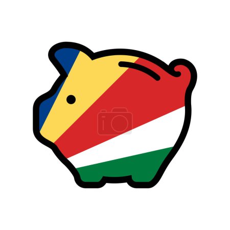 Flag of Seychelles, piggy bank icon, vector symbol.
