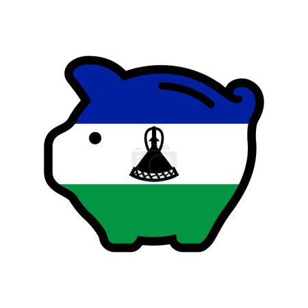 Flag of Lesotho, piggy bank icon, vector symbol.