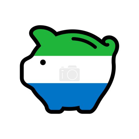 Flag of Sierra Leone, piggy bank icon, vector symbol.