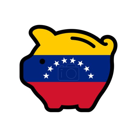 Flagge Venezuelas, Sparschwein-Symbol, Vektorsymbol.