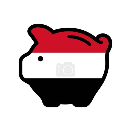 Flag of Yemen, piggy bank icon, vector symbol.
